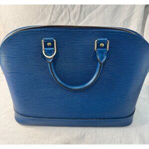 Louis Vuitton Alma PM Blue Epi Leather Handbag with‎ COA